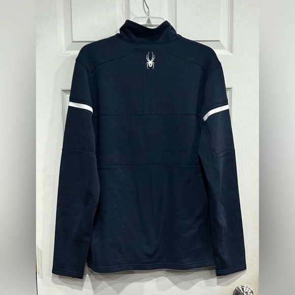 Spyder Mens M Medium Speed Fleece Half Zip Fleece Jacket True Navy Blue NWT - Picture 3 of 12